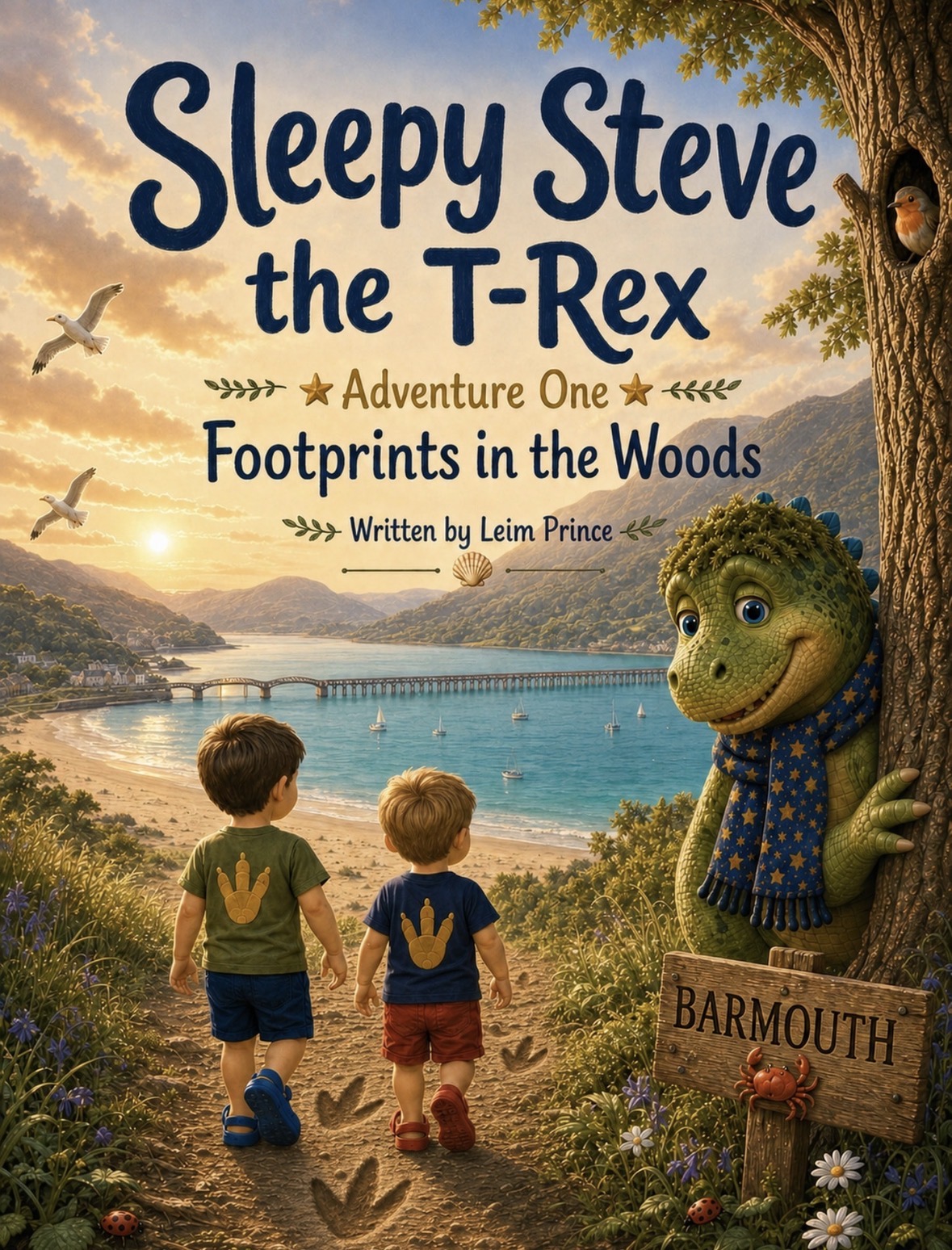 Original cover of Sleepy Steve the T-Rex: Adventure One, Footprints in the Woods